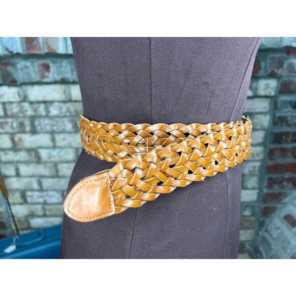 Split leather belt brown boho round buckle - Picture 6 of 7